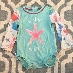 Hatley Mint Rash Guard with Pink Accents
